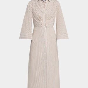 Veronica Beard Cream Striped Midi Dress